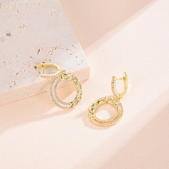 Double Hoop Drop Earrings - Picture 6 of 8